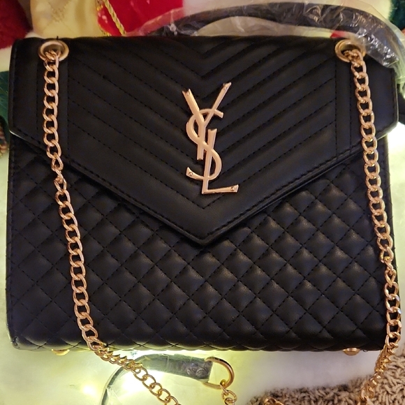 Yves Saint Laurent Handbags - Yves Saint Laurent Black Quilted Shoulder Bag with Gold Chain